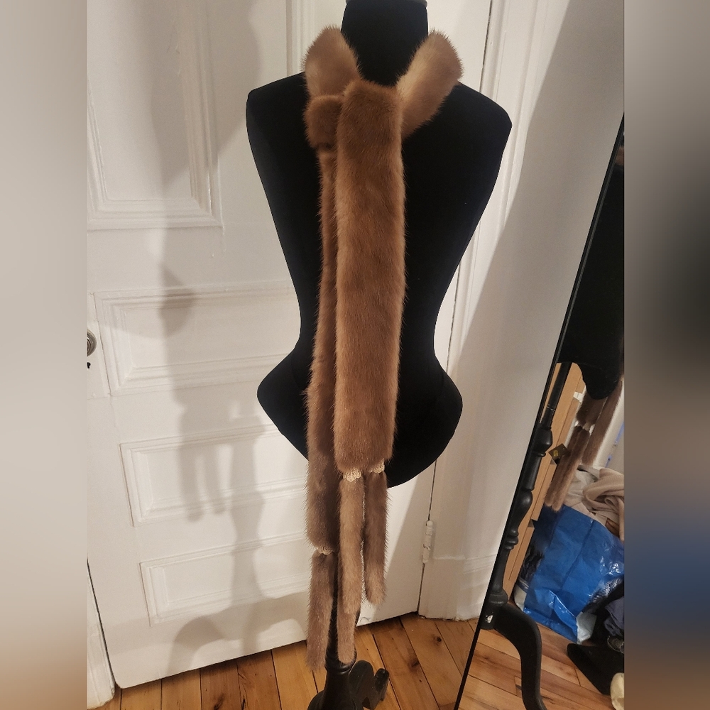 Long Brown Fur Scarf Stole